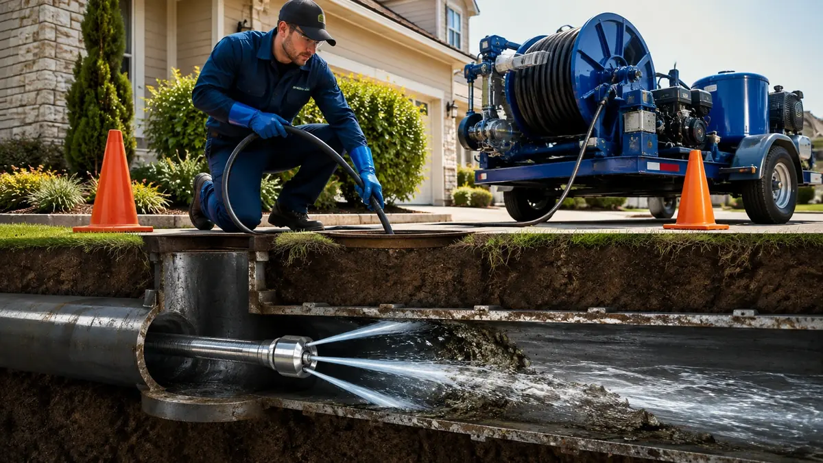 Main Sewer Line Hydro Jet Cleaning in Traver