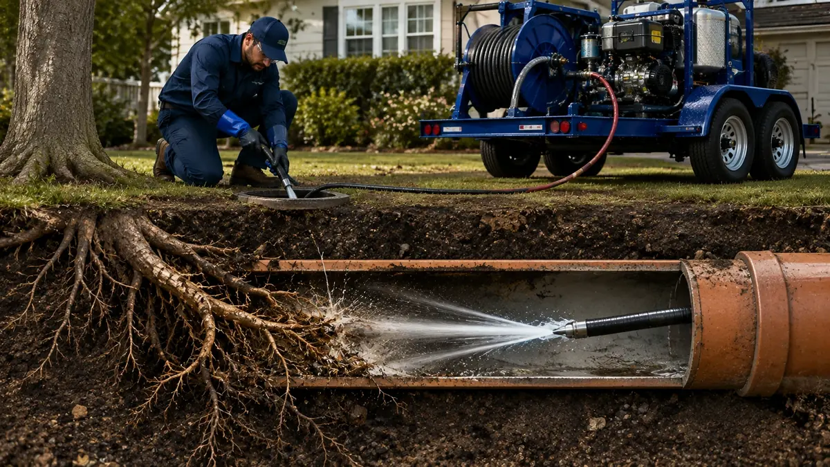 Tree Root Removal with Hydro Jetting in Traver